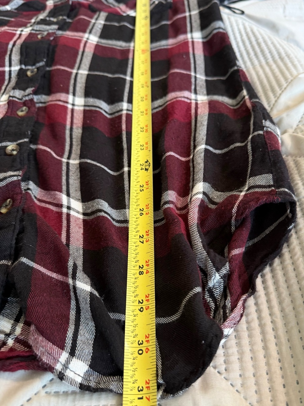 Win Black and Burgundy flannel Button-Front Shirt Dress - Picture 4 of 6